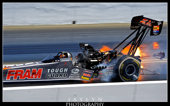 Clay McClenathan dragster fire