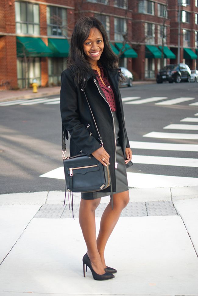 madewell blouse, leather pencil skirt, ann taylor leather skirt, dc blogger, virginia blogger, woc blogger, rebecca minkoff crossbody, leather outfit