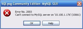 The MySQL server is running locally and I can connect to it outside of sqlyog. MySQL is listening on 3306. I am using community edition.