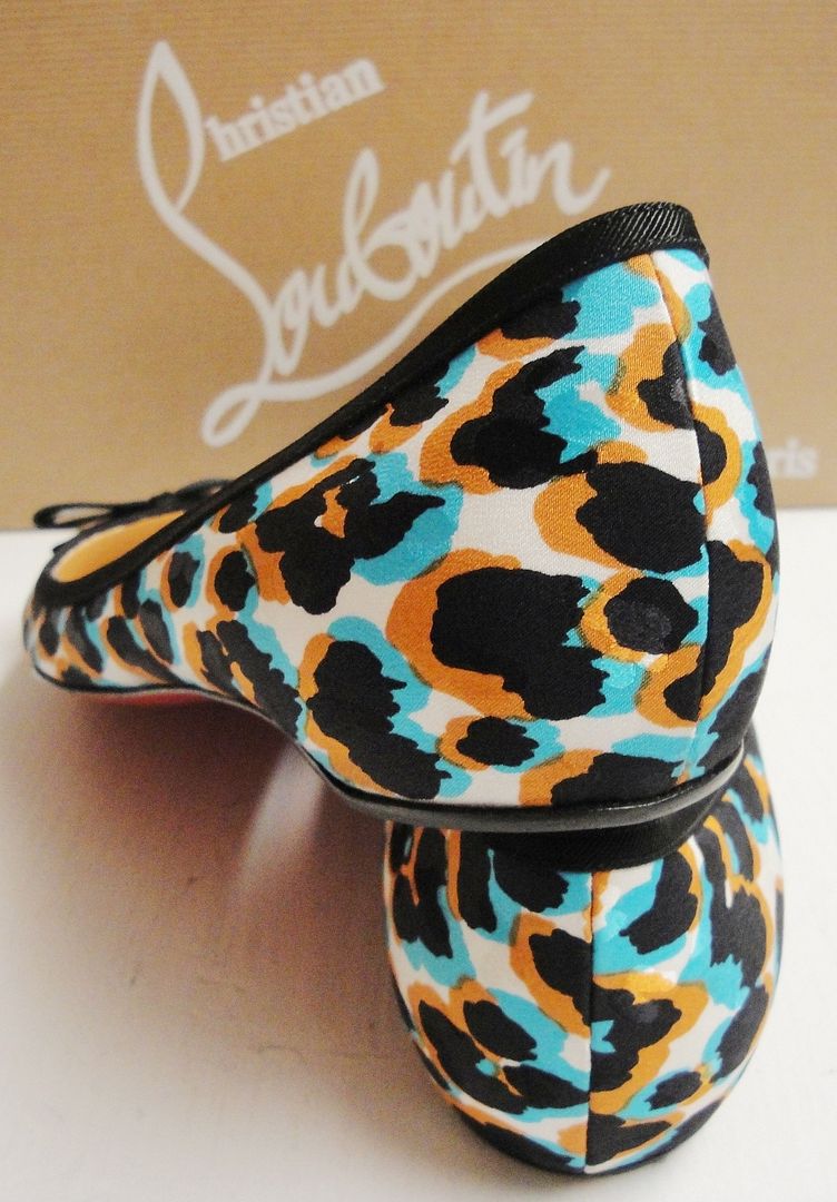 Christian Louboutin Balinodono Silk Blue Leopard Bow Ballet Flats ...