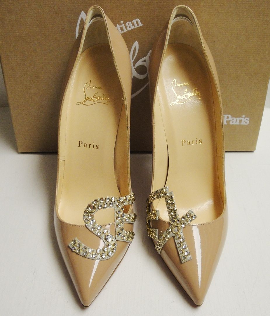 Christian Louboutin Sex Nude Patent 120 Strass Crystals Pumps ...