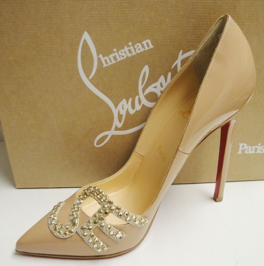 Christian Louboutin Sex Nude Patent 120 Strass Crystals Pumps Heels