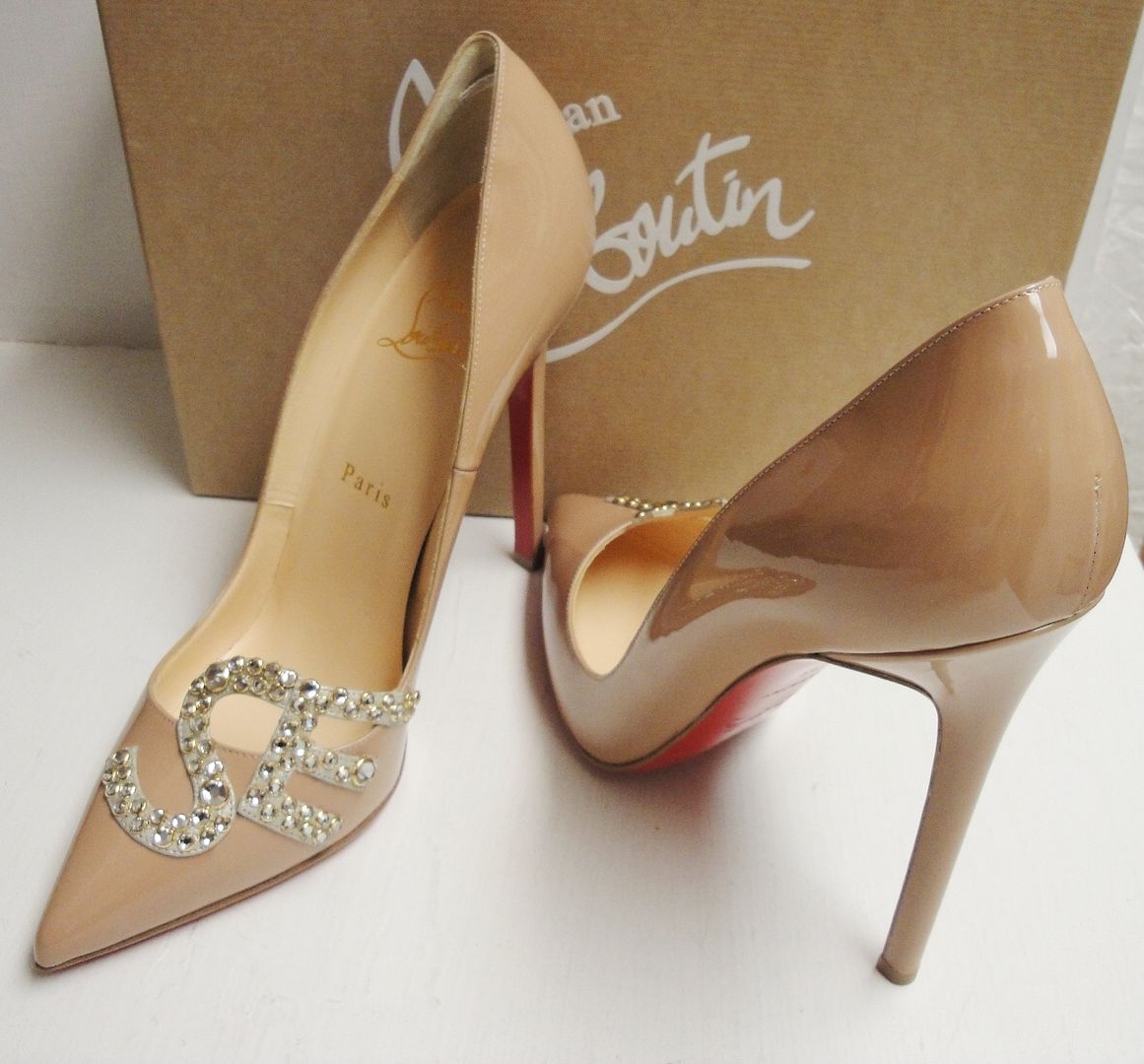 gold christian louboutin shoes - Christian Louboutin Sex Nude Patent 120 Strass Crystals Pumps ...