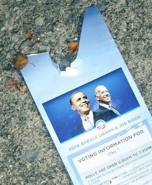 I took this photo of an voting information flier on the ground on election day.