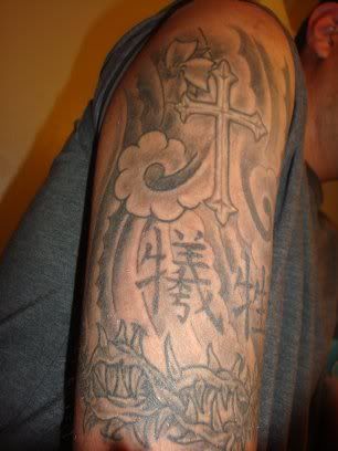 This is my black white arm my right arm I used to be real religious and 