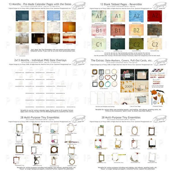 Ztampf! CraftyCalendar 2009 Kit - Content