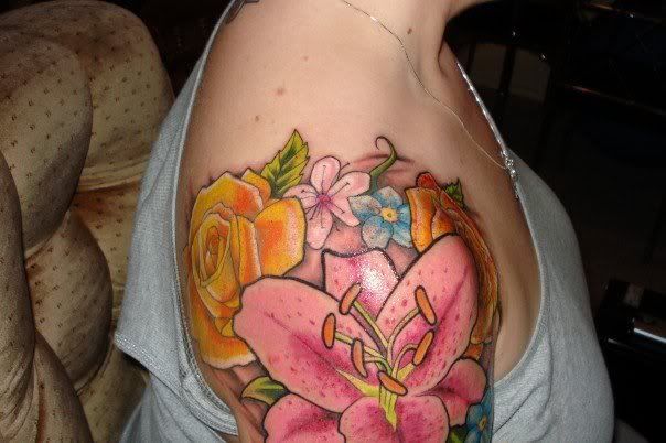 Flower Tattoos in Complete Colorful Design