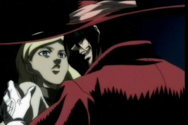 Alucard looms over the troublemaking reporter Jessica