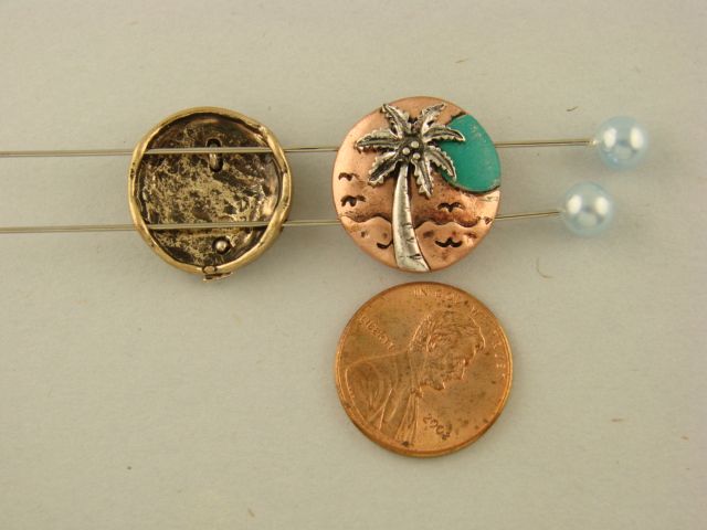 Island Sunset Palm Tree Beads Tropical Beach Ocean Seagull 2 Hole Sliders QTY 5
