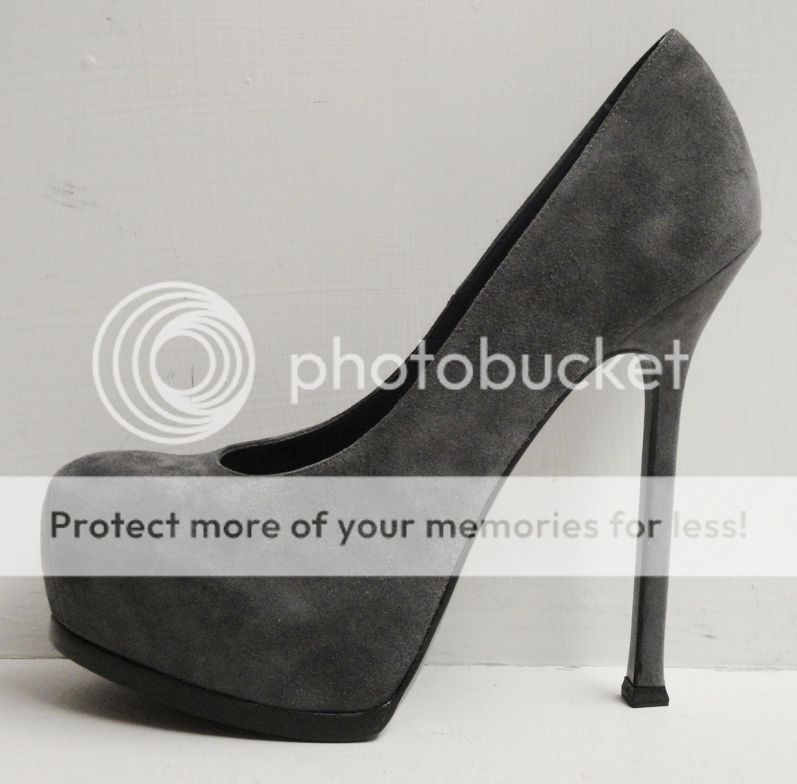 YSL Yves Saint Laurent TRIBTOO 105 Suede Platform Pumps Shoes 37.5 