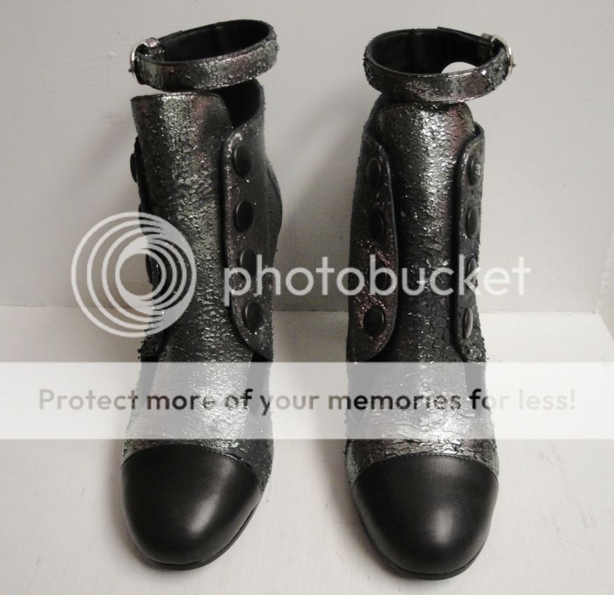   Metallic Leather Cut Out Booties Boots Shoes 37.5/38.5/40/40.5  