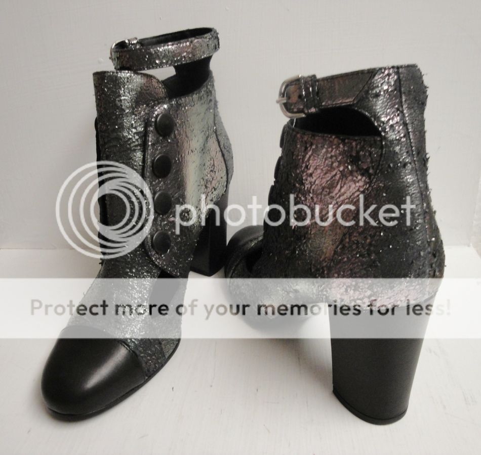   Metallic Leather Cut Out Booties Boots Shoes 37.5/38.5/40/40.5  