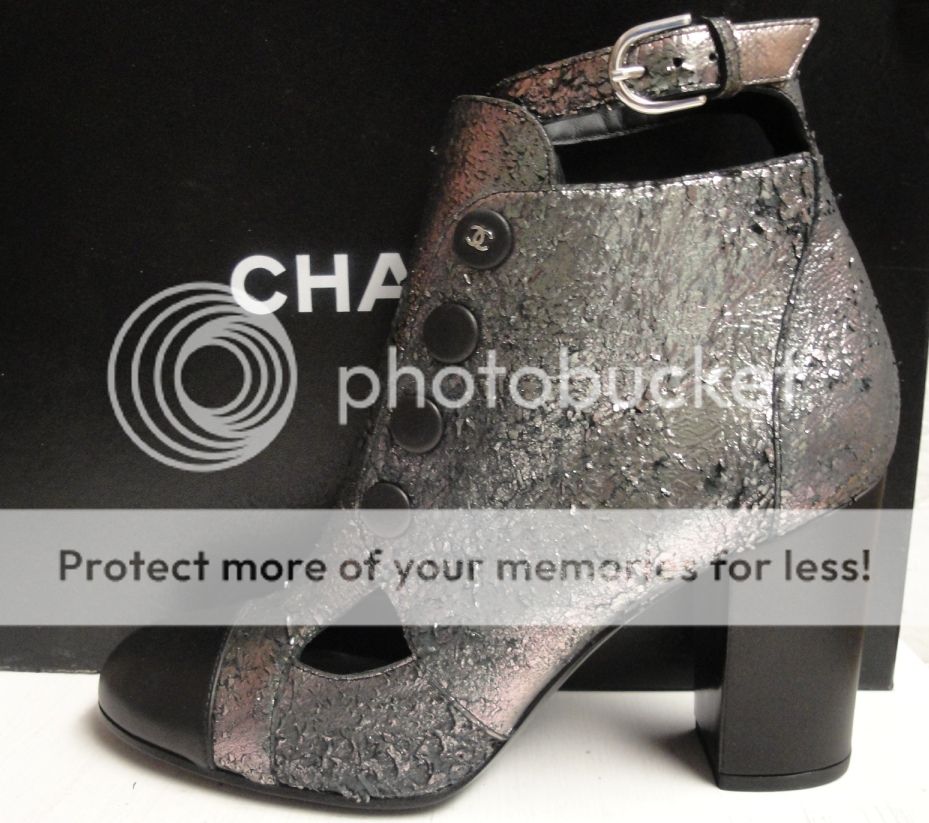   Metallic Leather Cut Out Booties Boots Shoes 37.5/38.5/40/40.5  