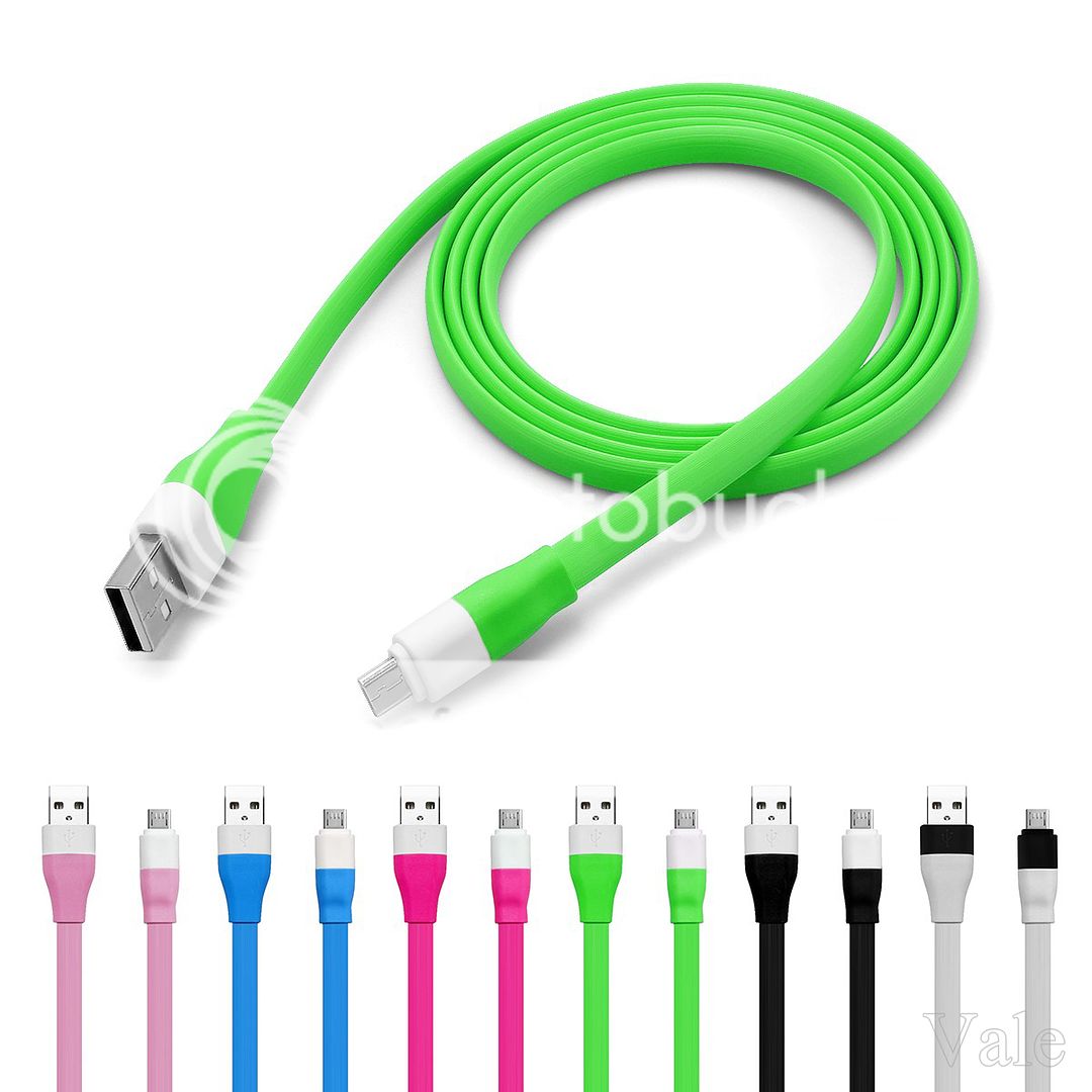 5x Flat Rope Micro USB 3FT Charging Sync Data Cable Cord For Note 4 S5 S6 edge